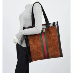 Gucci Brown and Black Suede Tote